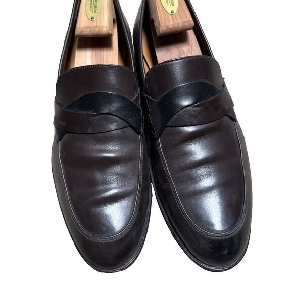 BALLY Men\'s Slip-on Brown Black Leather Loafer Sz US 10.5